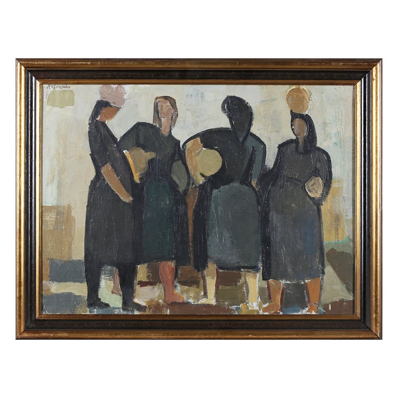 Barnstar — Mid-century Painting, 'Four Women,' Lennart Rosensohn
